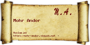 Mohr Andor névjegykártya